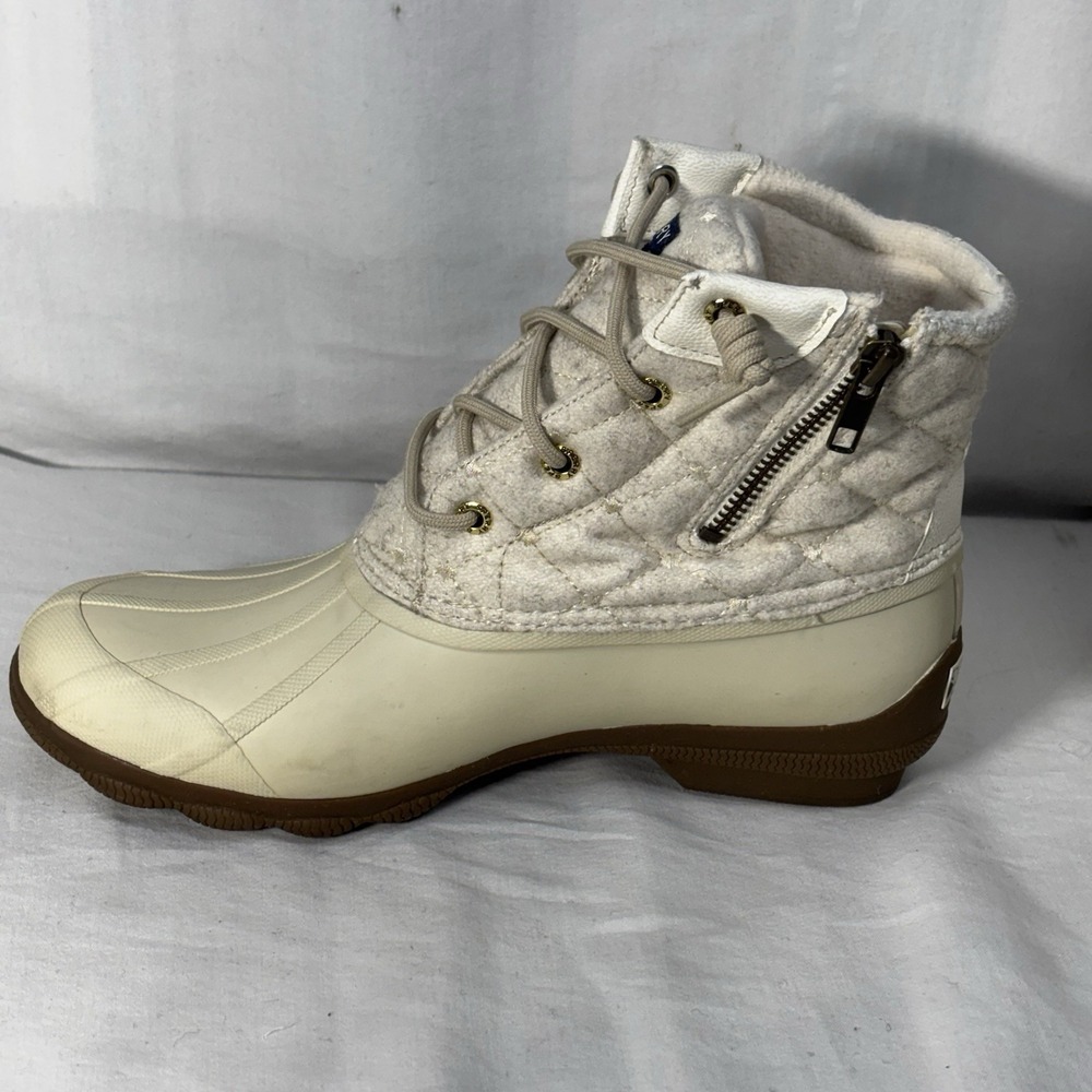 Sperry Women's Syren‎ Gulf Wool Quilt Duck Boots Waterproof Ivory Size 8 M - Picture 3 of 16